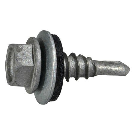 Midwest Fastener Self-Drilling Screw, #12 x 3/4 in, Silver Ruspert Steel Flange Hex Head External Hex Drive, 100 PK 53818